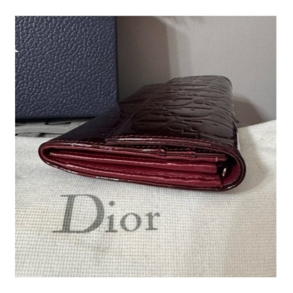 Like New Dior Trotter Bordeaux/Burgundy Patent Leather Bifold Wallet - Picture 11 of 11